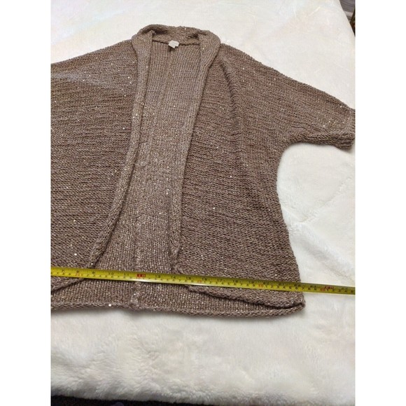 Chicos Womens Sweater Beige Sparkle Cardigan Open Front Short Sleeve Size S / M - Picture 6 of 10